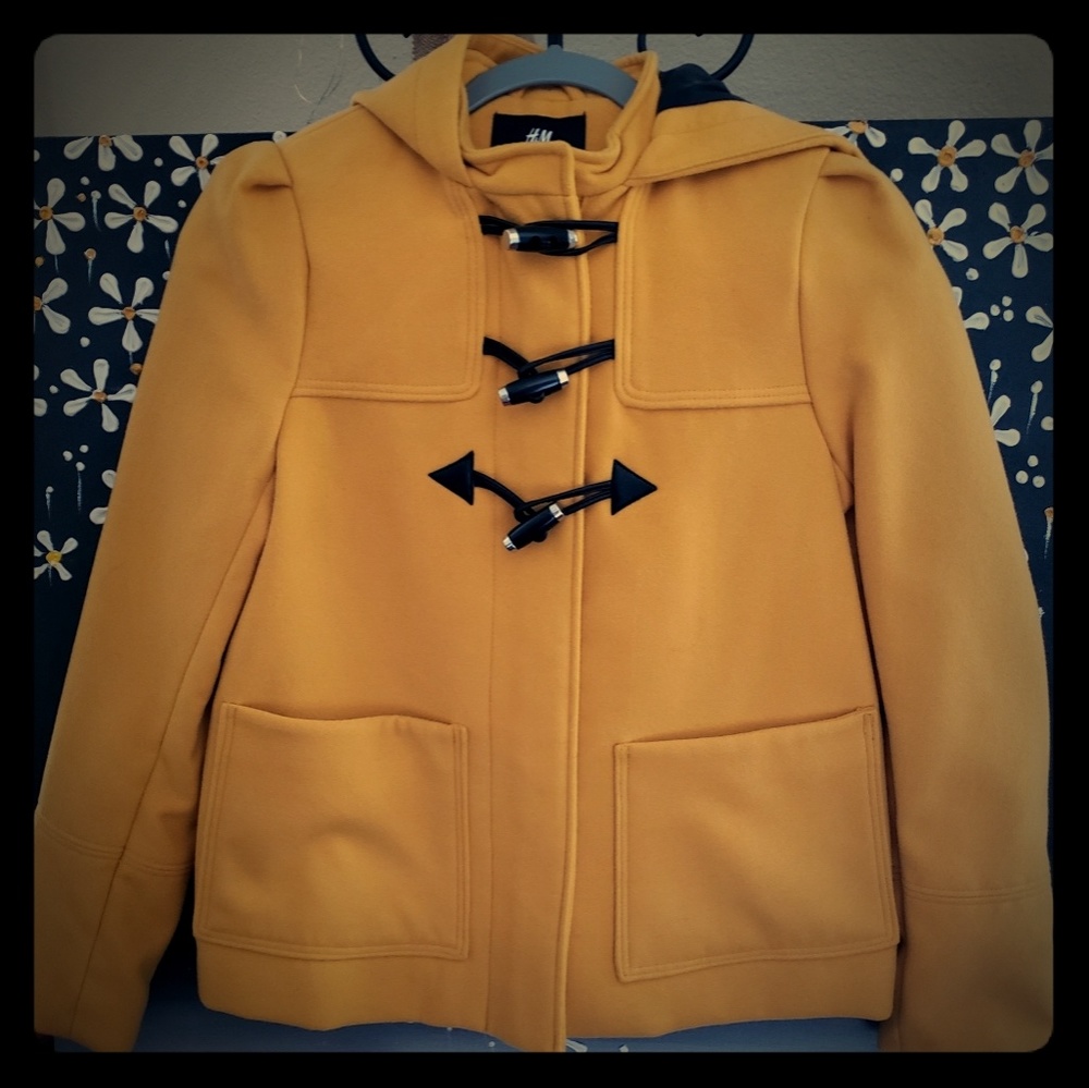 H&M Mustard Peacoat with Hood
